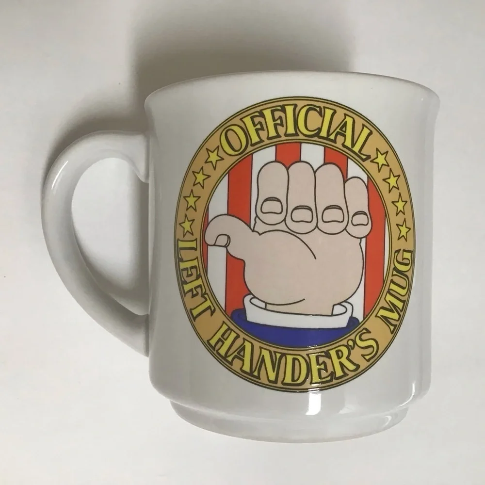 Left Handers Coffee Mug Cup Lefties Book LOT 1980’s Gift Kitchen Vintage Korea